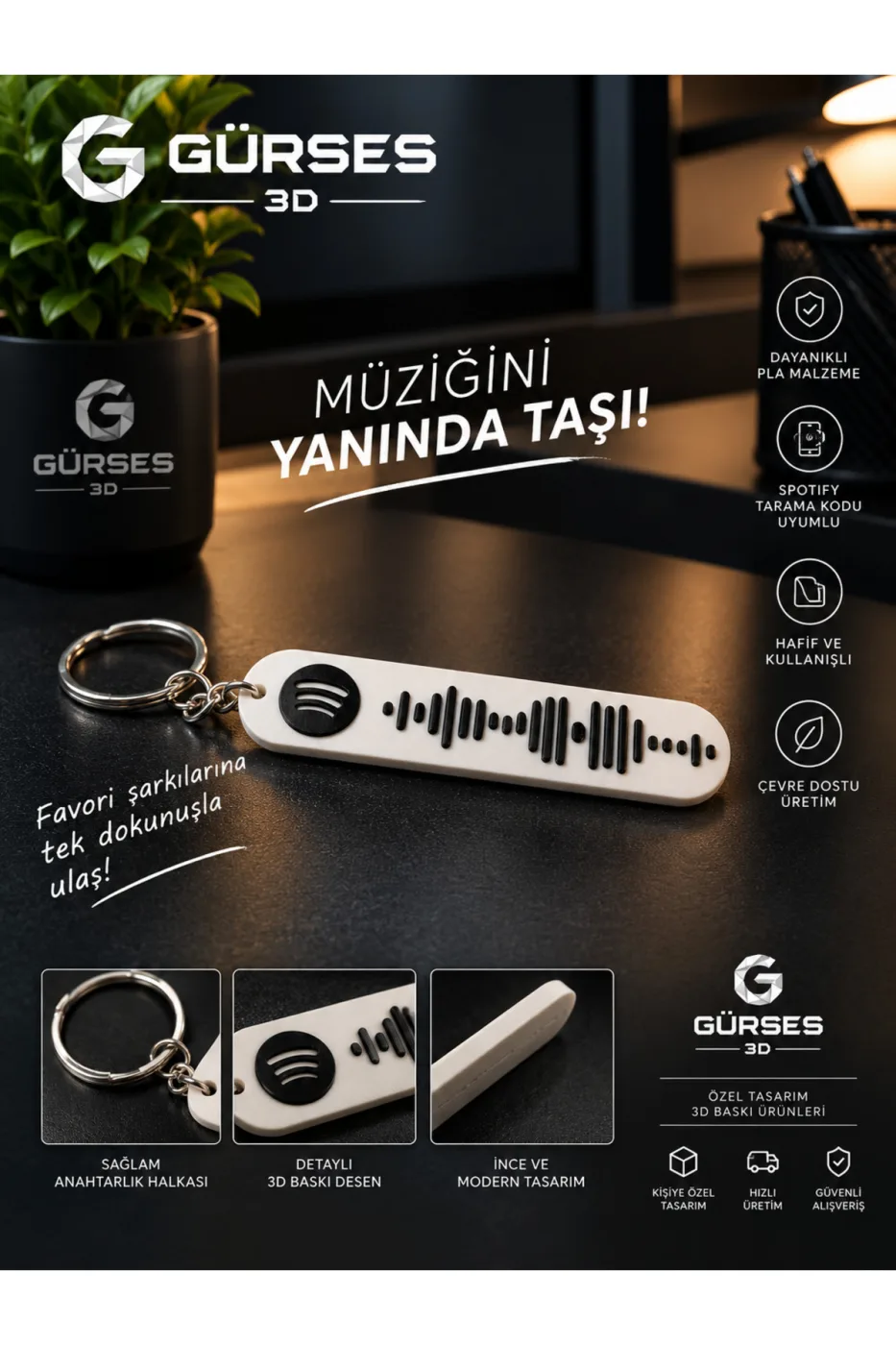 Kişiye Özel Şarkı Kodu Anahtarlık Çift ve Arkadaş Hediyesi Çanta Aksesuarı - Şarkı Dalgalı - 1 Adet