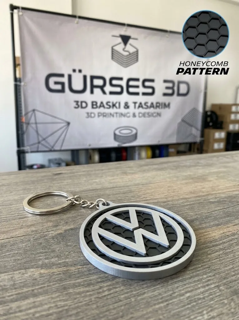 Volkswagen Vw Uyumlu Petek Desenli Kabartma Araba Anahtarlık - Golf Polo Passat R Line Uyumlu Metal Halkalı Oto Aksesuar